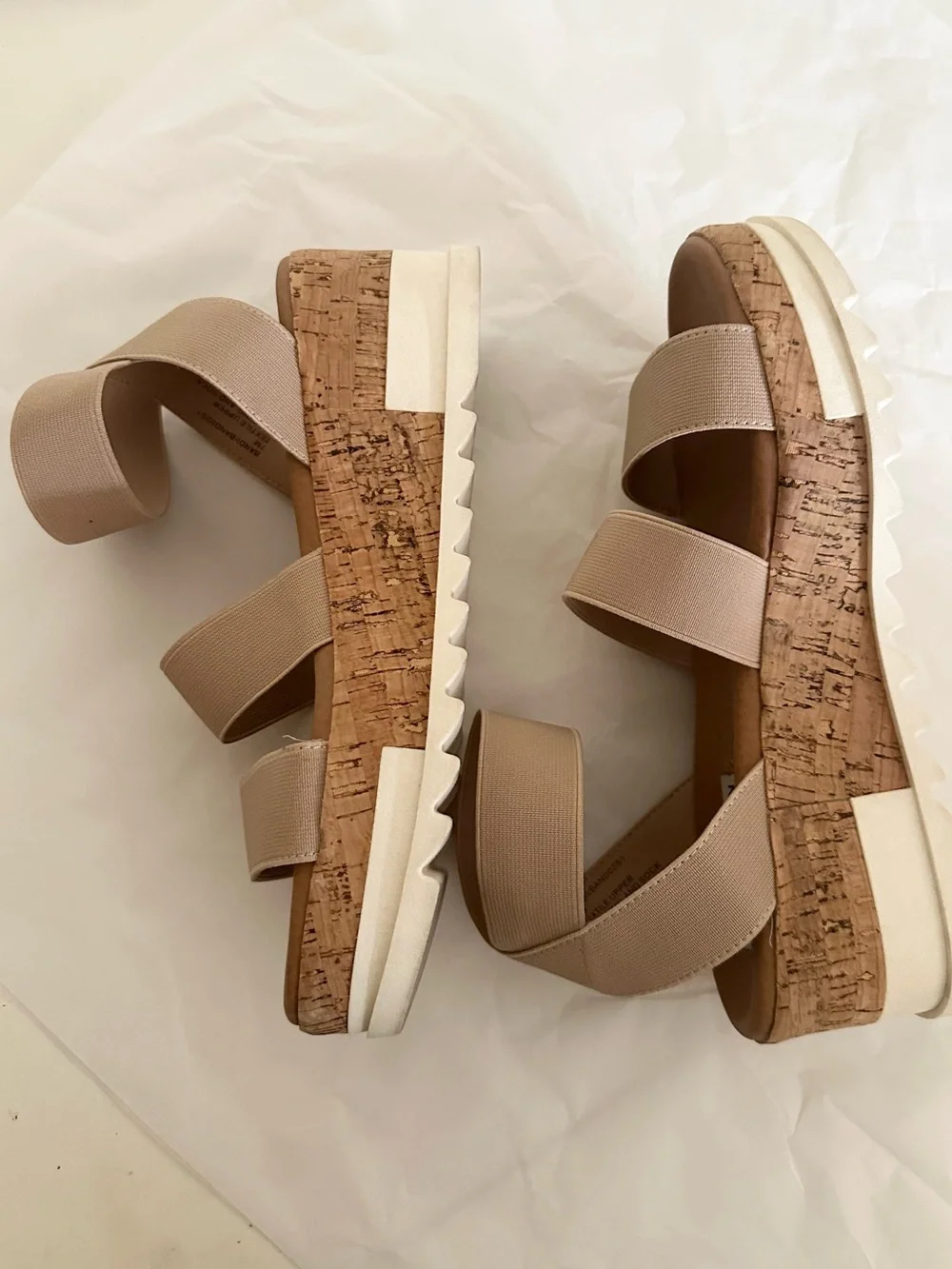 Steve Madden Nude Elastic Strap Espadrille Wedges